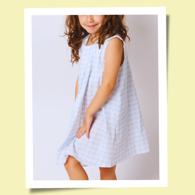 Vestido Infantil Trapézio Xadrez Céu - Imagem 3