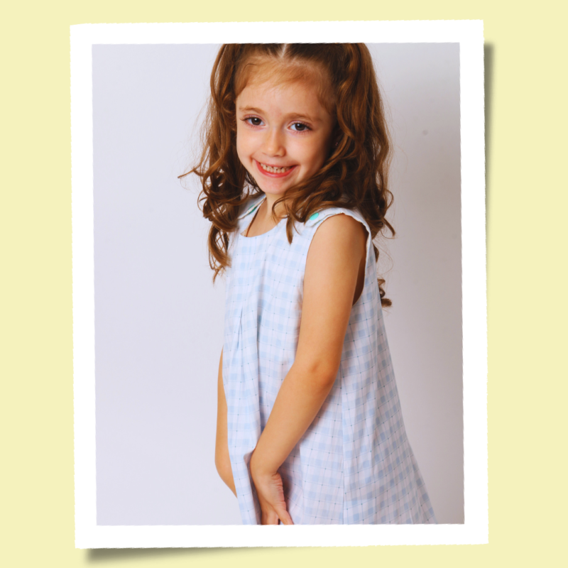 Vestido Infantil Trapézio Xadrez Céu - Imagem 2