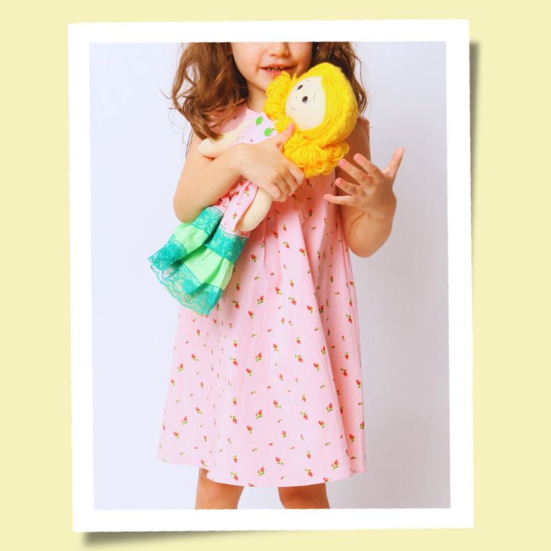 Vestido Infantil Trapézio Rosa Moranguinho - Imagem 5