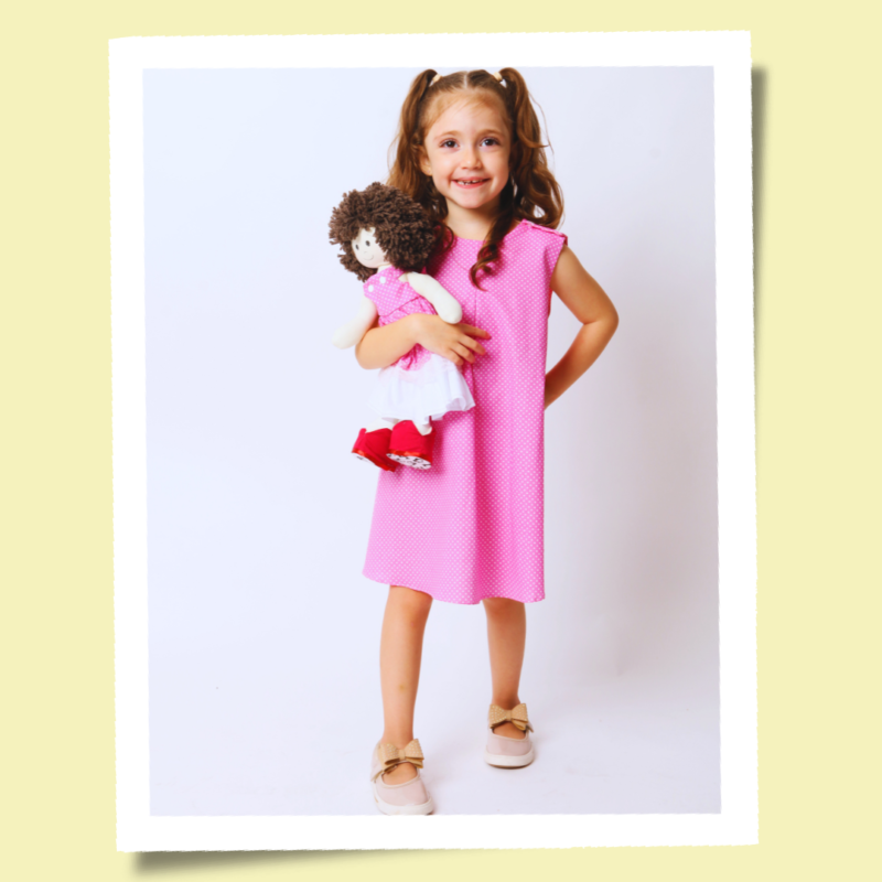 Vestido Infantil Trapézio Poá Pink - Imagem 7