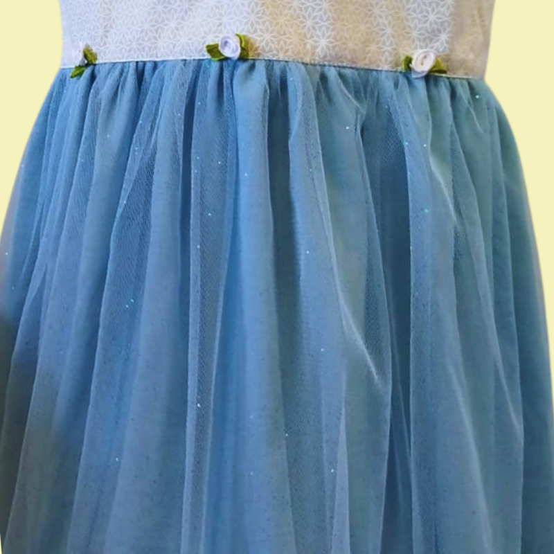Vestido Jardim Encantado - Azul & Branco - Imagem 2