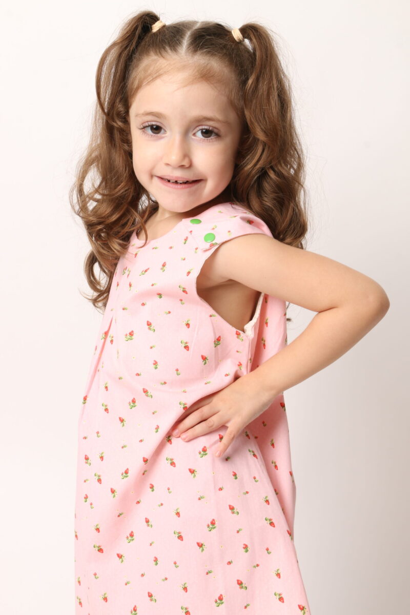 Vestido Infantil Trapézio Rosa Moranguinho