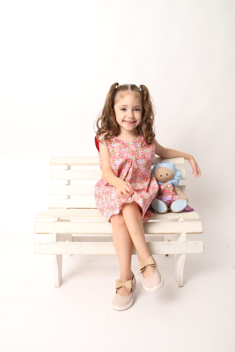 Vestido Infantil Trapézio Floral - Imagem 3