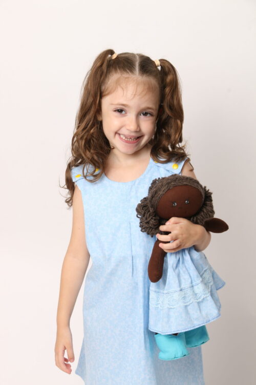 Vestido Infantil Trapézio Azul Céu