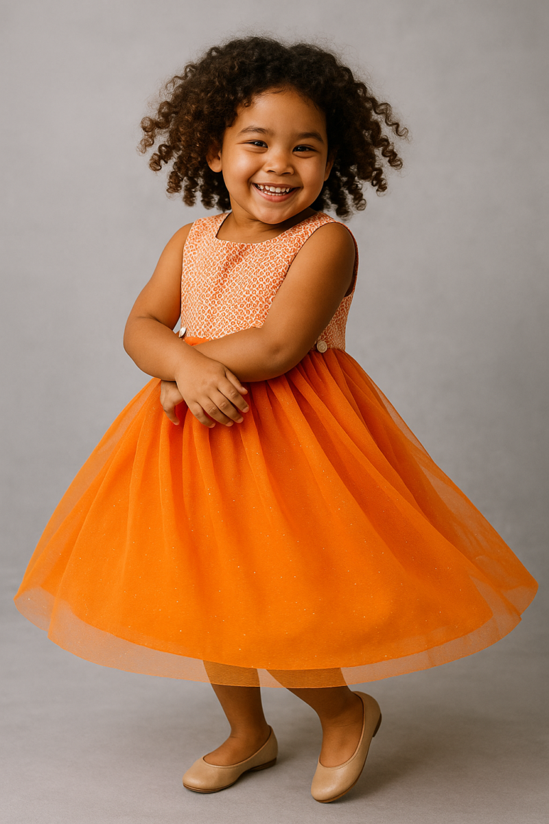 Vestido Jardim Encantado - Laranja - Imagem 2